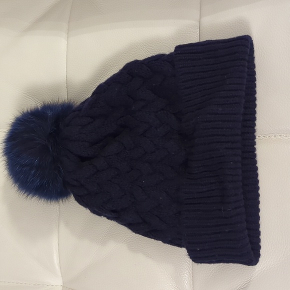 Fox Fur Navy Beanie - Picture 3 of 5